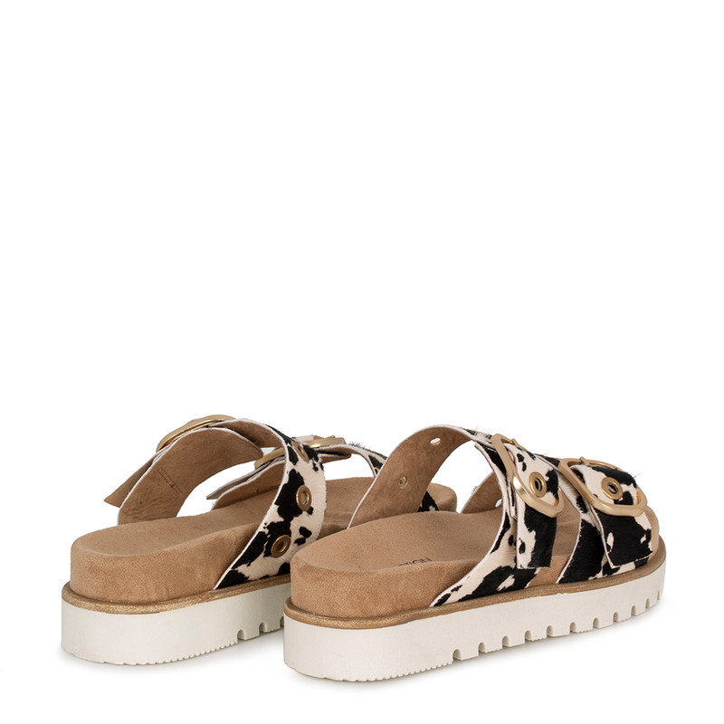 Suede Cowprint Strap Sandals | TJ COLLECTION